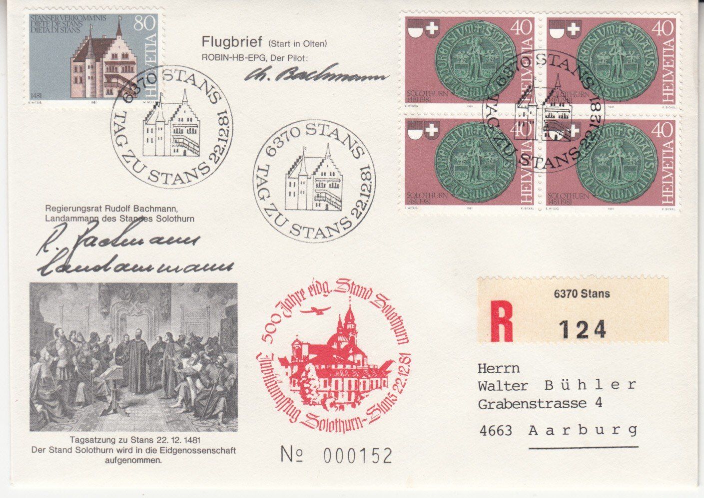 Tutti i francobolli: SLH SF 81.19 Solothurn-Stans – Usato da Bürglen TG venduto da StampGraf
