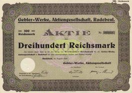 Gebler-Werke AG, Radebeul - 1929