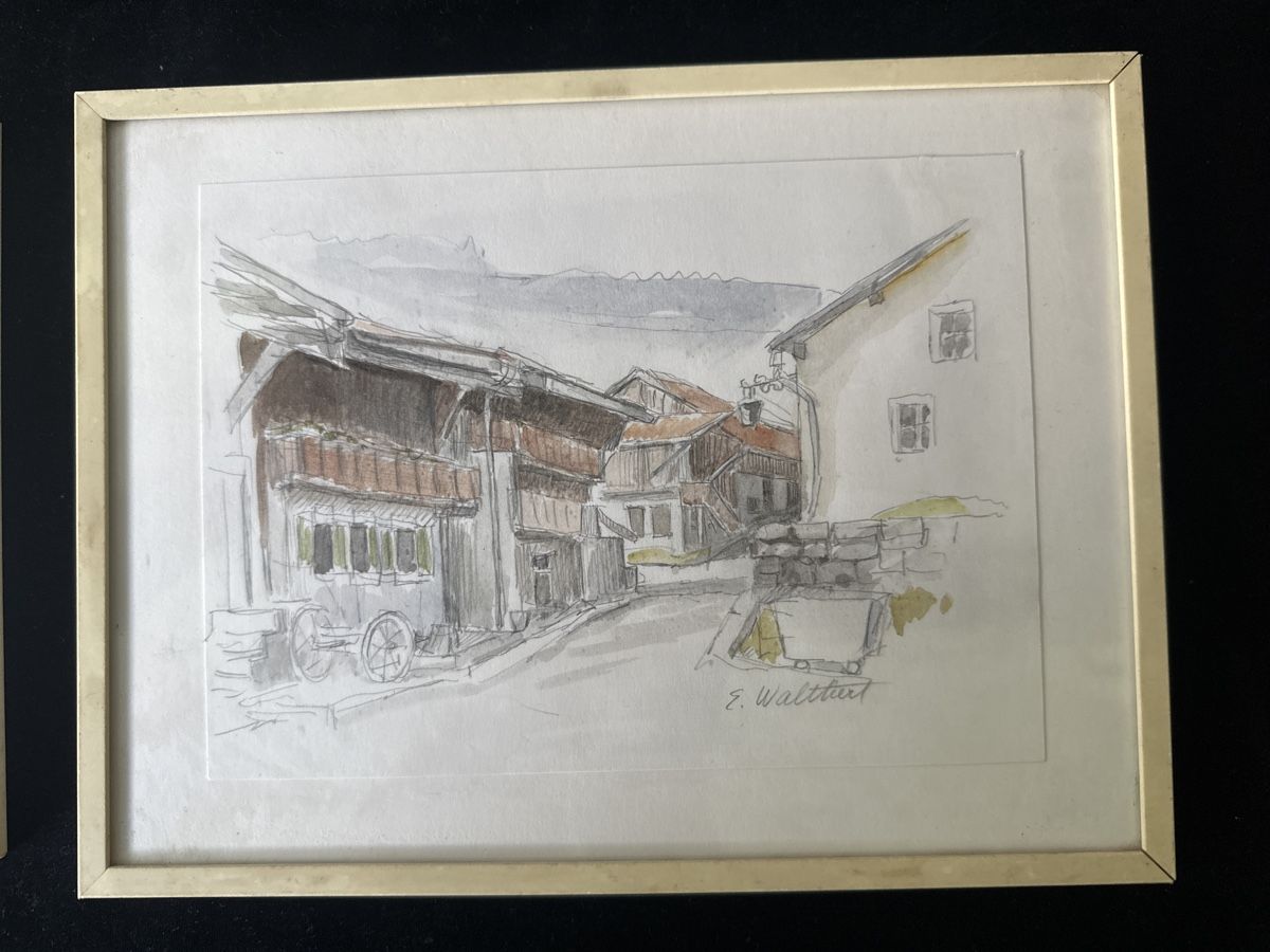 Gemälde: 2er Set Aquarelle - Gemälde von E. Walthiert – Gebraucht aus Zürich von Chaeffeler 1
