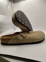 Birkenstock - Boston Veloursleder Narrow - Taupe Gr. 45