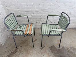 -2- Häfeli Gartenstühle mit Armlehnen, 50er Jahre Klassiker