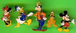 5 Pins Disney MICKEY DONALD GOOFY PLUTO MINNI