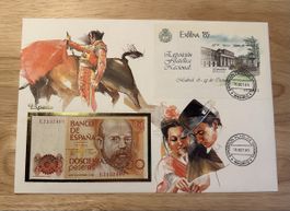 Banknoten Brief aus Spanien 200 Pesetas