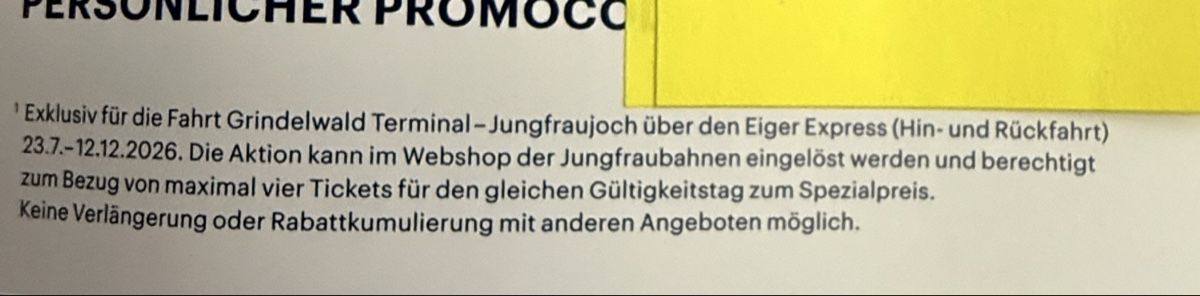 Buoni: Rabattgutschein Jungfraujoch – Nuovo (secondo la descrizione) da Heimberg venduto da Barb5705 4