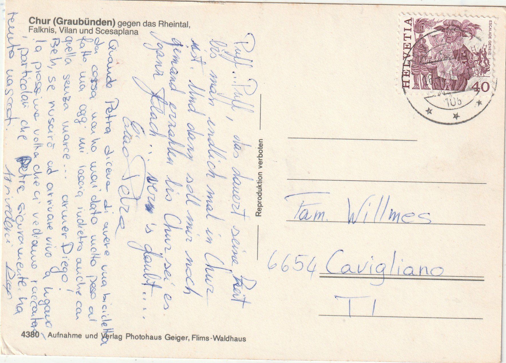 Cartoline postali: Chur – Usato da Lumbrein venduto da made02 1