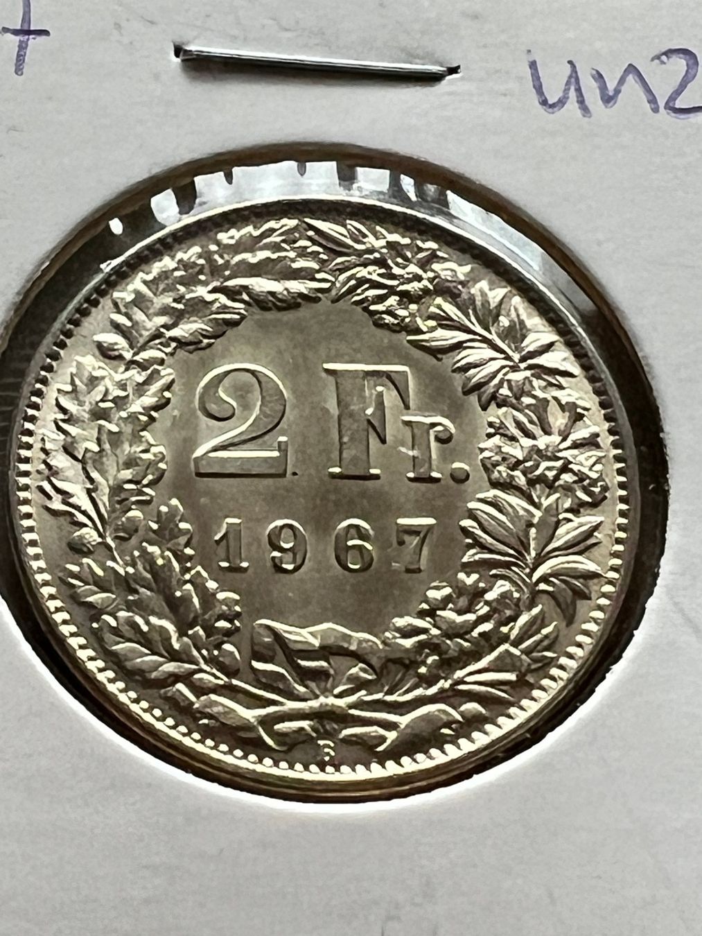 Alle Münzen: 2 Fr. 1967 unz. – Gebraucht aus Schötz von Odpa