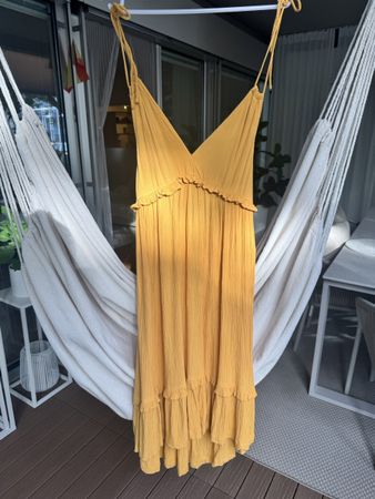 Kleid gelb mit Spaghettiträgern 