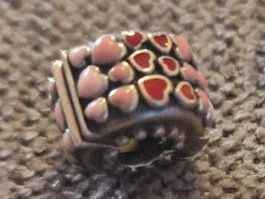 Charm pandora bloqueur coeur rose et rouge