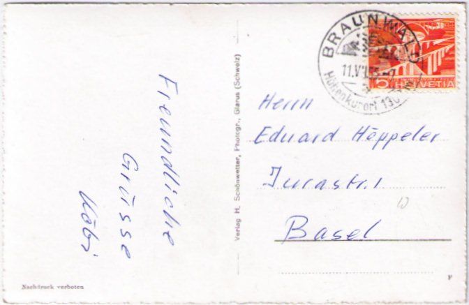 Cartoline postali: Braunwald - Weg zum Rubschen – Usato da Binningen venduto da Mountainrider 1