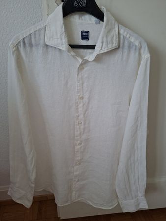 Chemise homme Fedeli 100% lin blanc casse
