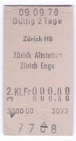 Billette Zürich HB – Zürich Altstetten – Zürich Enge