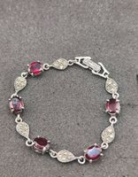 Vintage 925er Silber Armband mit Granate, Markasiten Top