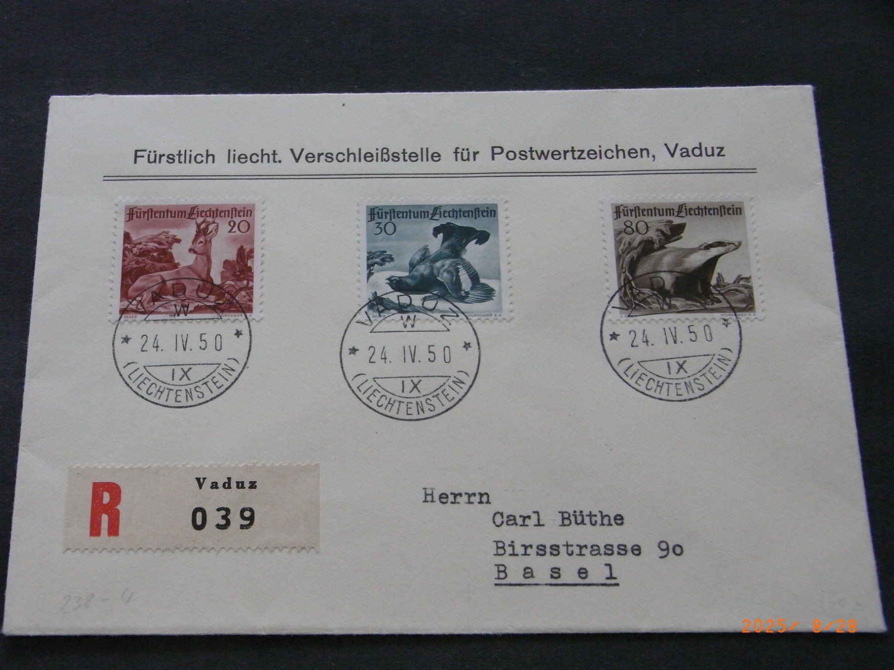Tutti i francobolli: Fl 1950 232-234 g. Satz R – Usato da Ittigen venduto da shetland