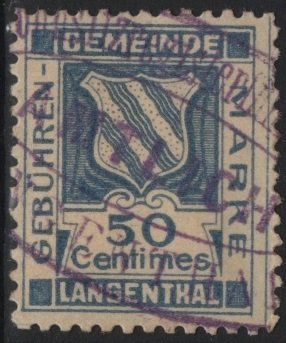 Tutti i francobolli: seltene 50 Centimes Fiskalmarke von LANGENTHAL – Usato da Eglisau venduto da Chperfins
