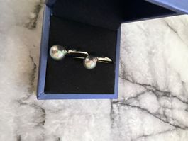 Natural grey pearl earrings