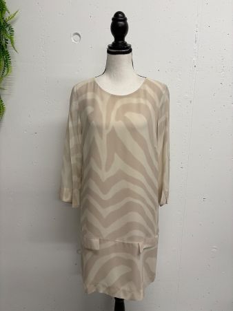Marc Aurel Seidenkleid mit Zebra-Muster Gr. 36 beige creme