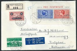 Flugpost Block Schweiz 1938 Basel Paris Amsterdam Luftpost