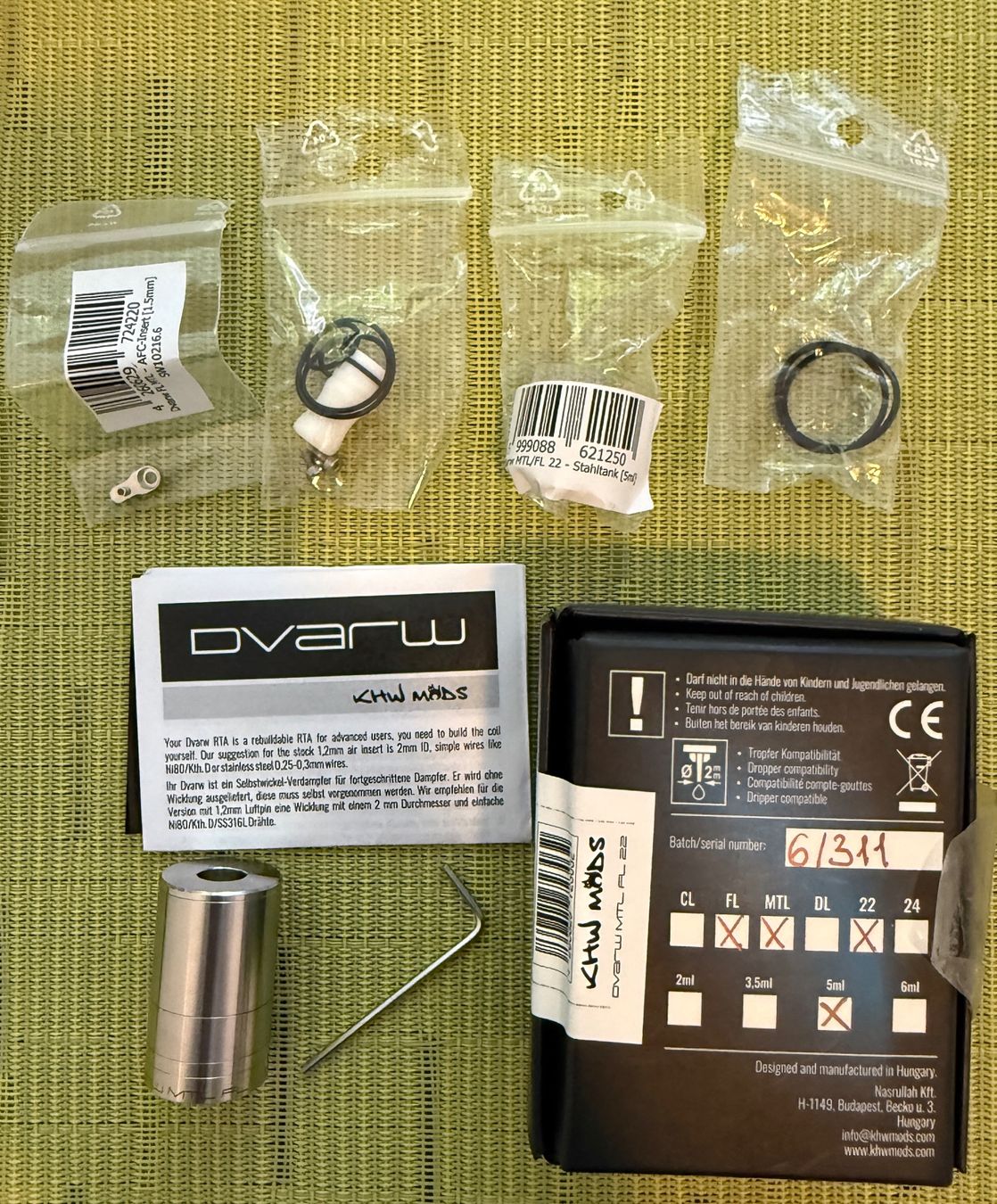 Sonstige Tabakwaren: Ato rta  DVARW MTL FL 22 5ml – Gebraucht aus Genève von Lauvou