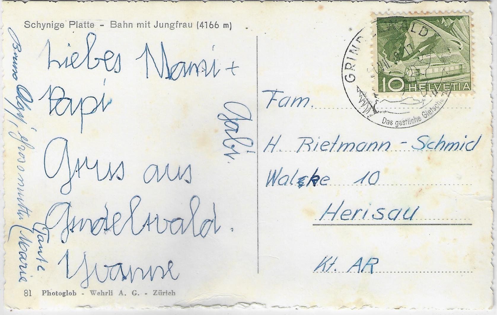 Cartoline postali: Schynige Platte - Bahn mit Jungfrau – Usato da Ettingen venduto da Kartenplanet 1
