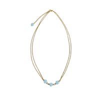 Edelstahl Halskette 18K vergoldet Aquamarin
