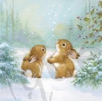 Serviette rabbits loves snow (1747) 2Stk.