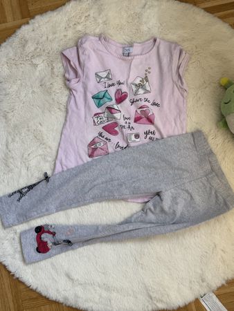 Ensemble fille OVS: T-shirt rose + leggings gris, taille 122