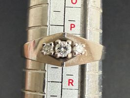 Weissgold Ring mit 3 Diamanten 750, 18K