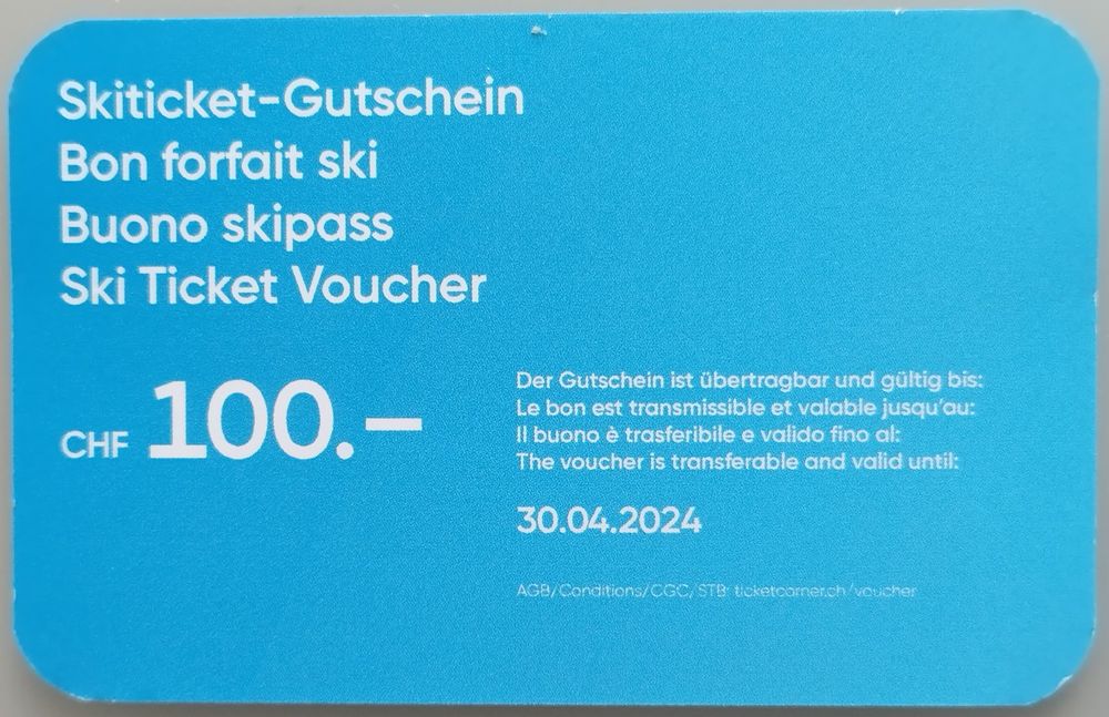 Skiticket-Gutschein CHF 100.-- | Kaufen Auf Ricardo