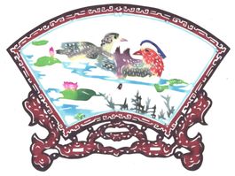 Fächer - Scherenschnitt aus China, Original Handarbeit