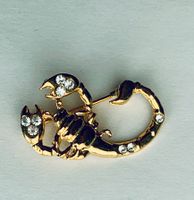 Goldfarbene Brosche, Skorpion mit Strass