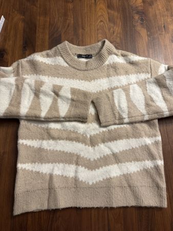 Mango Pullover gestreift beige weiss Gr.S