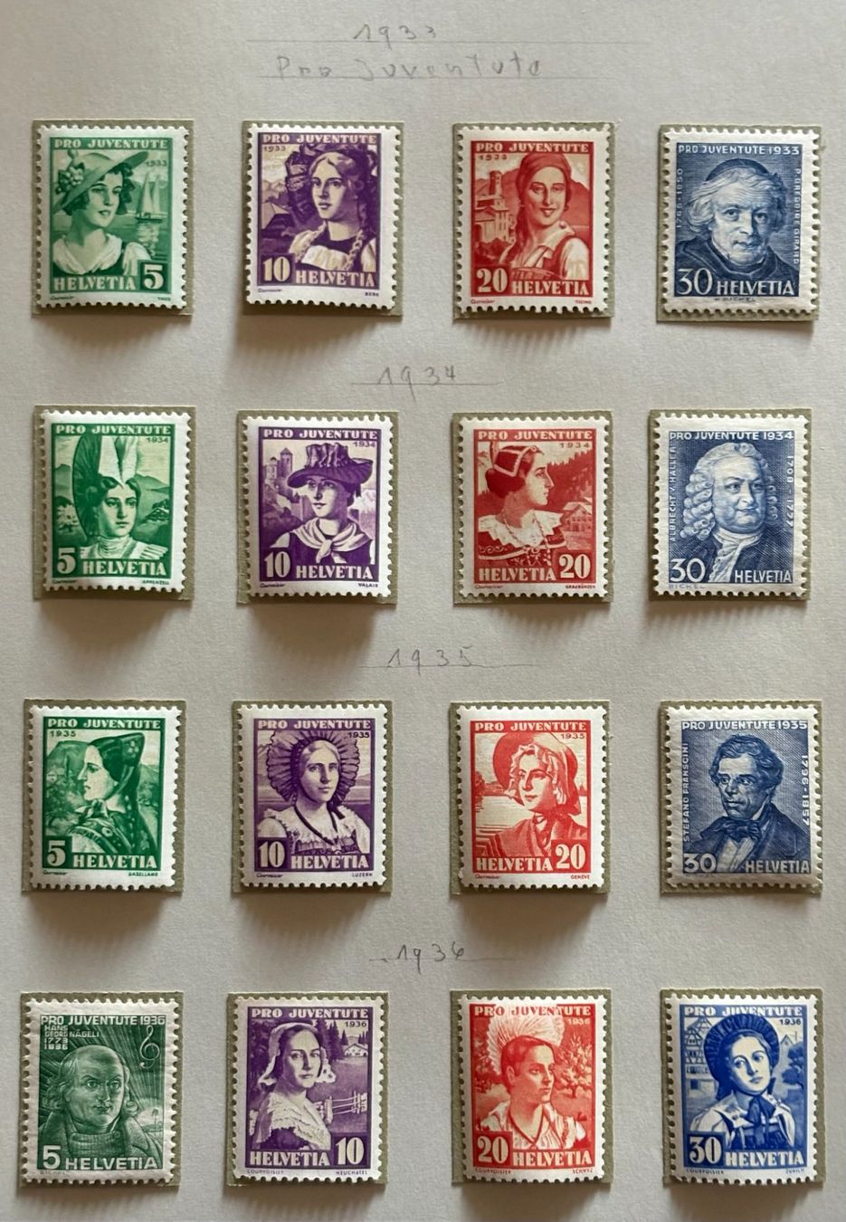 Tutti i francobolli: BRIEFMARKEN PRO JUVENTUTE 1933-1936 – Usato da Ostermundigen venduto da Heavenmaus75