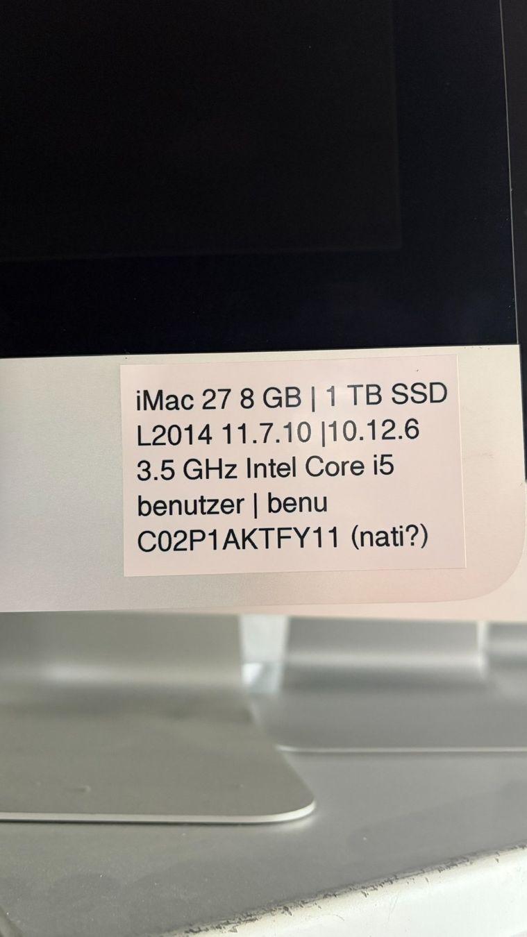Apple PC: iMac 27" Retina 5K, Ende 2014 – Usato da Wetzikon ZH venduto da sertom26 2