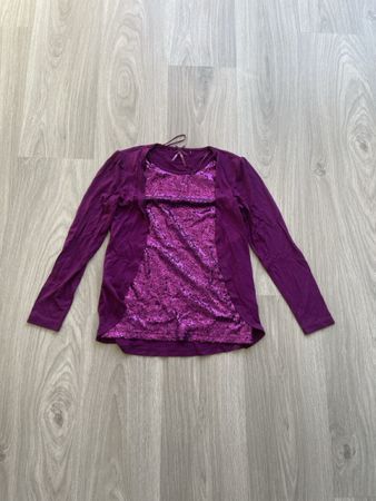 Lila Glitzer Longsleeve, Gr. 134/140, Top Zustand!