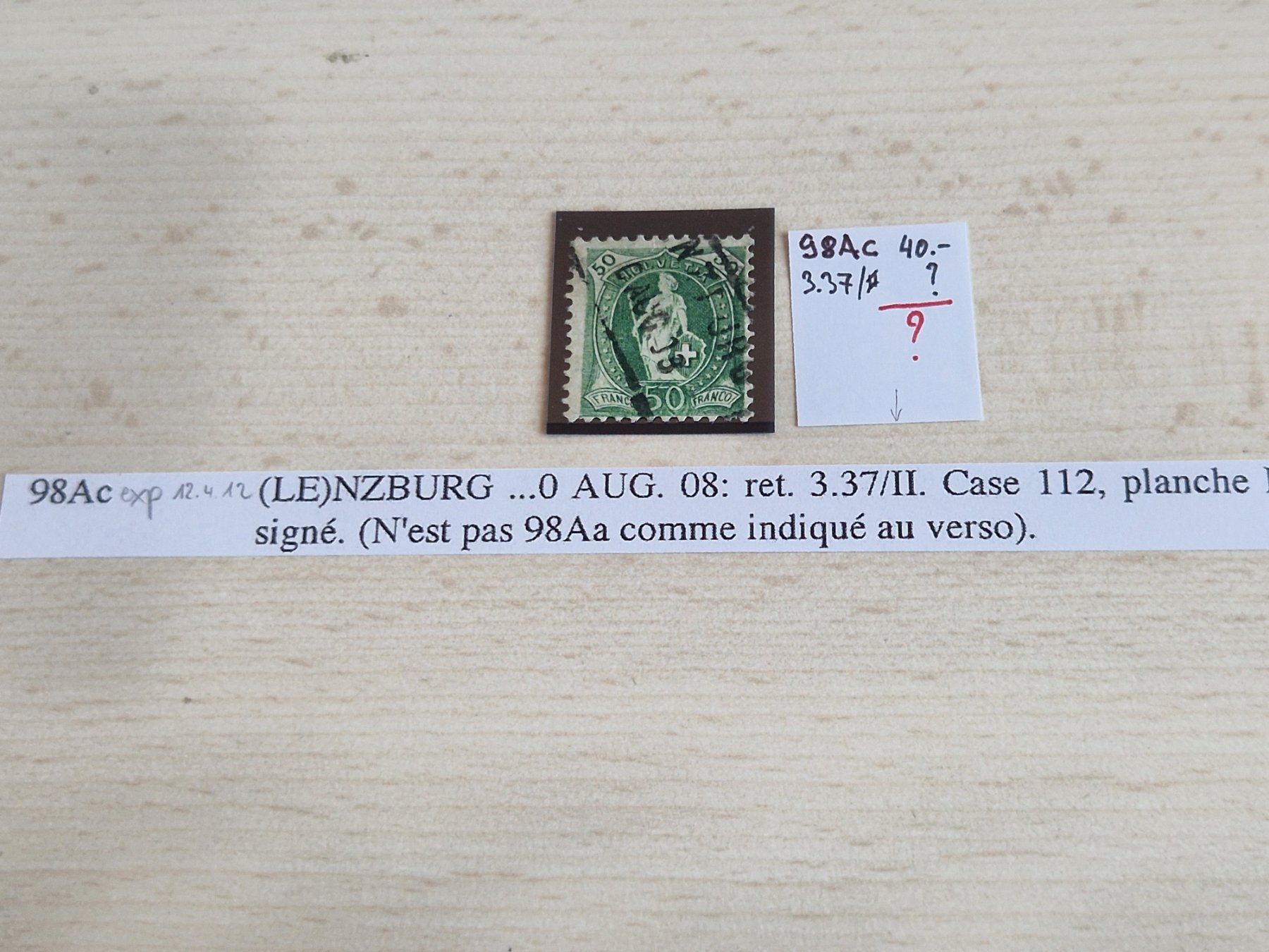 Tutti i francobolli: Stehende 98Ac 3.37/II, signiert, ab 1.- – Usato da Burgdorf venduto da Glossy01