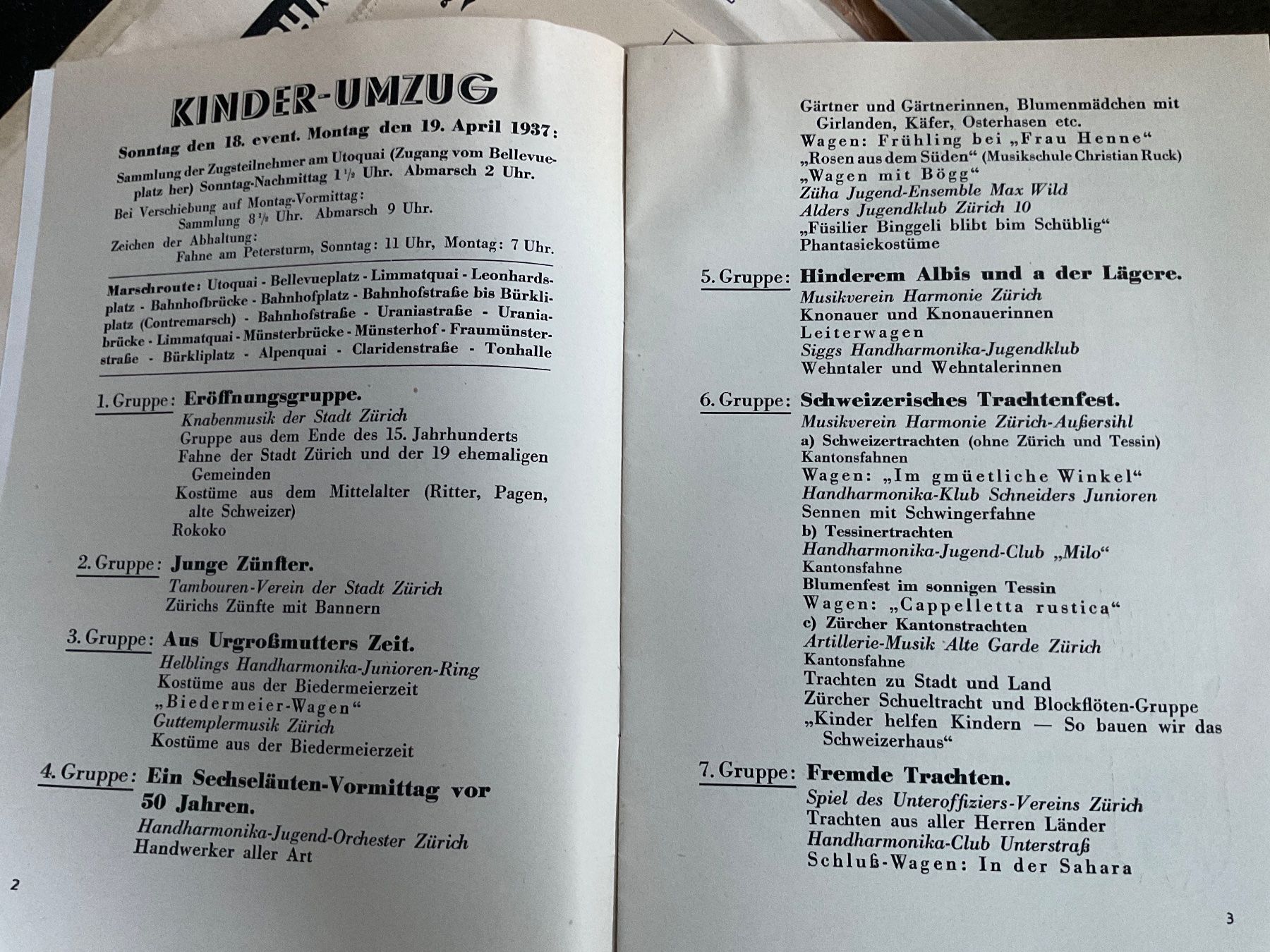 Documenti: Offizielles Programm Sechseläuten 1937 Zürich – Usato da Tecknau venduto da bleilaus 2