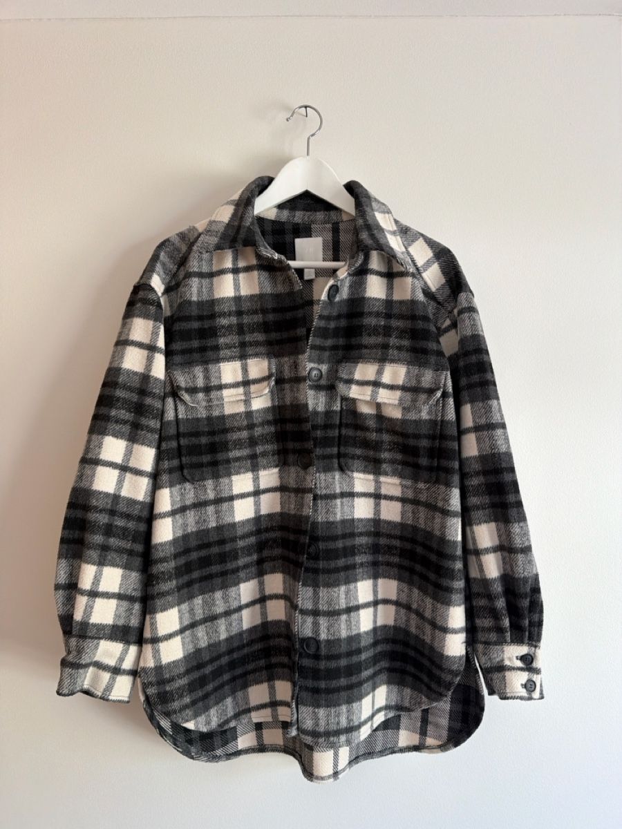 H&M Giacche: Hemd Jacke Karo Muster Grau Weiss Schwarz Grösse S – Usato da Kappel SO venduto da Janni07
