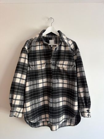 Hemd Jacke Karo Muster Grau Weiss Schwarz Grösse S