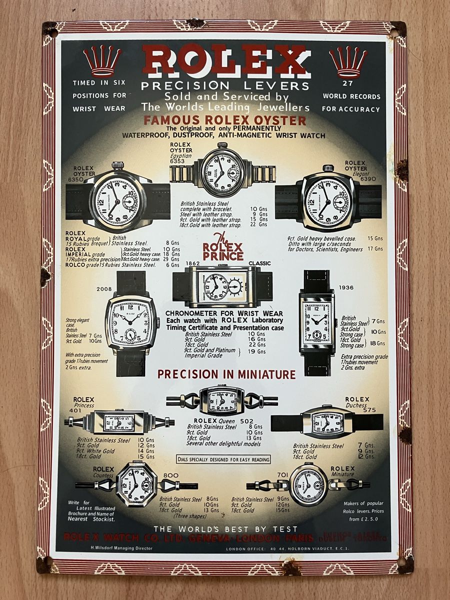 Insegne: Rolex Emailschild Advertising sign ab1.- – Usato da Zürich venduto da Classic_Collection_Zurich