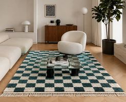 Teppich, karriert, design, mit Schachbrettmuster  wie neu