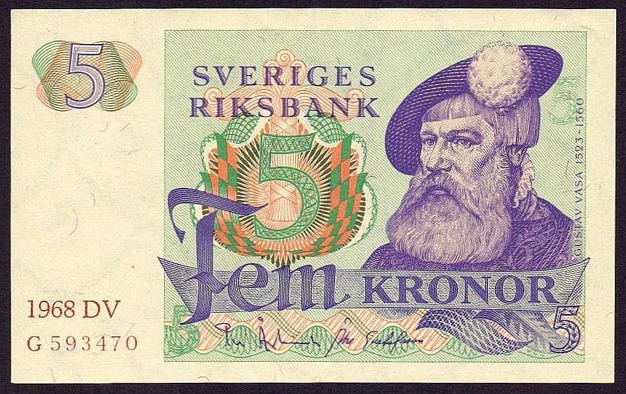 Banconote: 5 Kronor 1968 UNZ – Nuovo (secondo la descrizione) da Flamatt venduto da samowarow 2