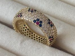 Luxus Elegante Gr.19/9 Ring Memoire Farbe:  Gold /Zirkonia