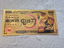 Gold Foil Plated Demon Slayer Zenitsu Agatsuma Banknote
