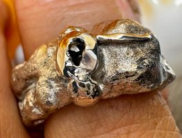 Silber Ring mit SCHWARZEM DIAMANT– 0,19 ct – Handgefertigt