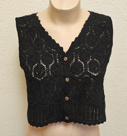 Damen Häkel-Top Schwarz – Chicorée – One Size – Sehr guter Z