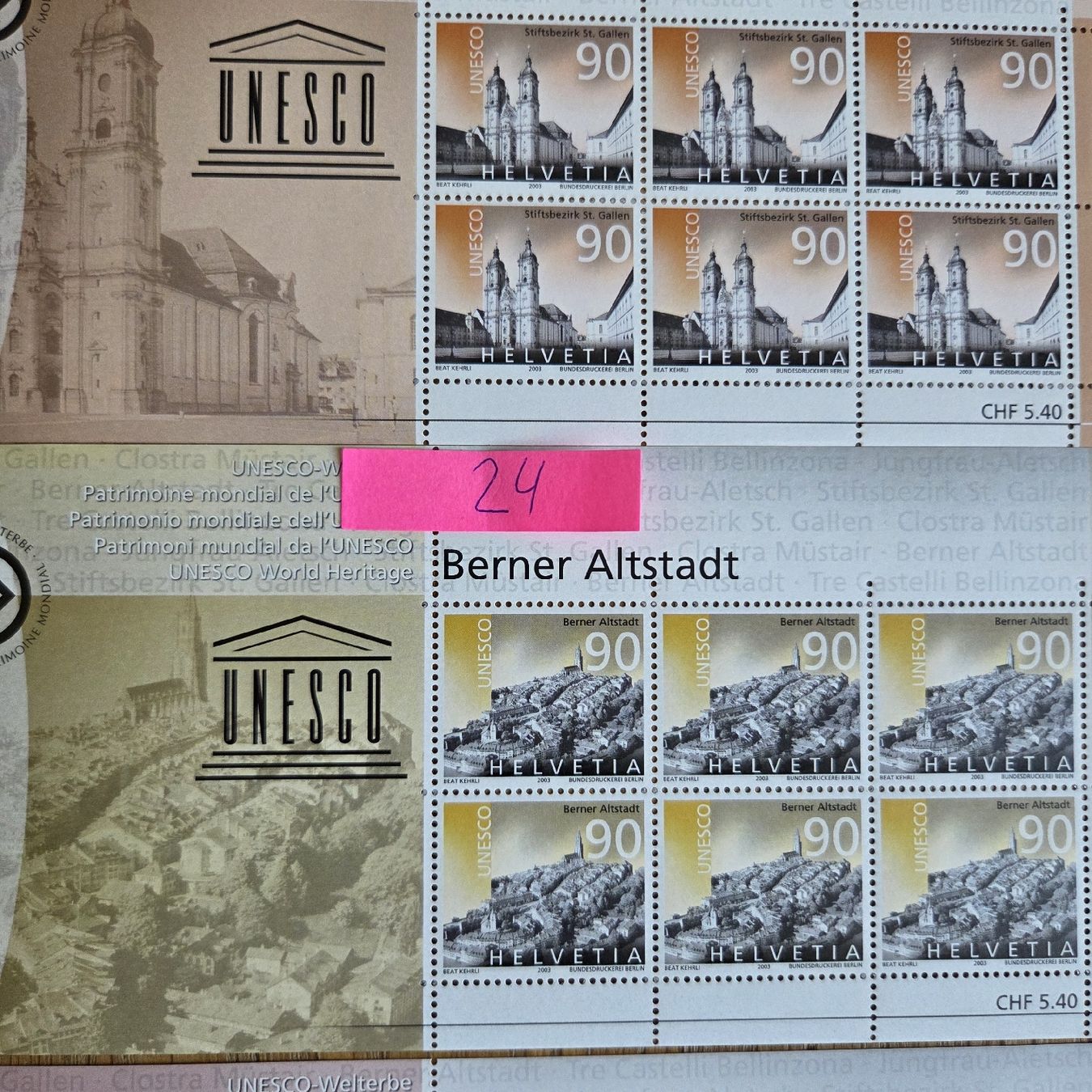 Tutti i francobolli: 4 Postfrische Briefmarken Bögen CH – Usato da Stans venduto da Ducati16
