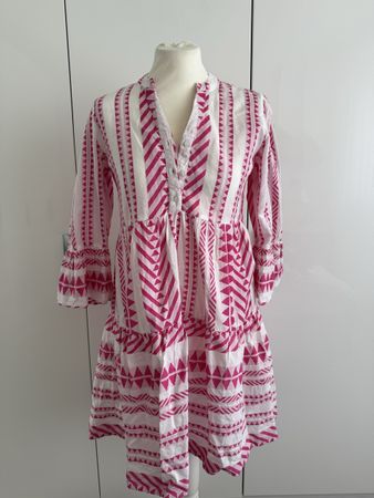 Pigalle Kleid Gr. XS Sommerkleid Baumwolle Rosa Weiss Neu 49