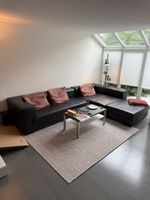 Ecksofa Echtleder schwarz 340 cm 