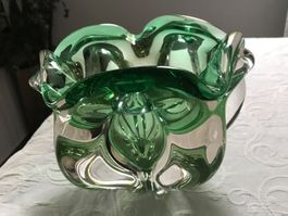 Wunderschöne Murano  Glas Schale Vase Grün/Klar