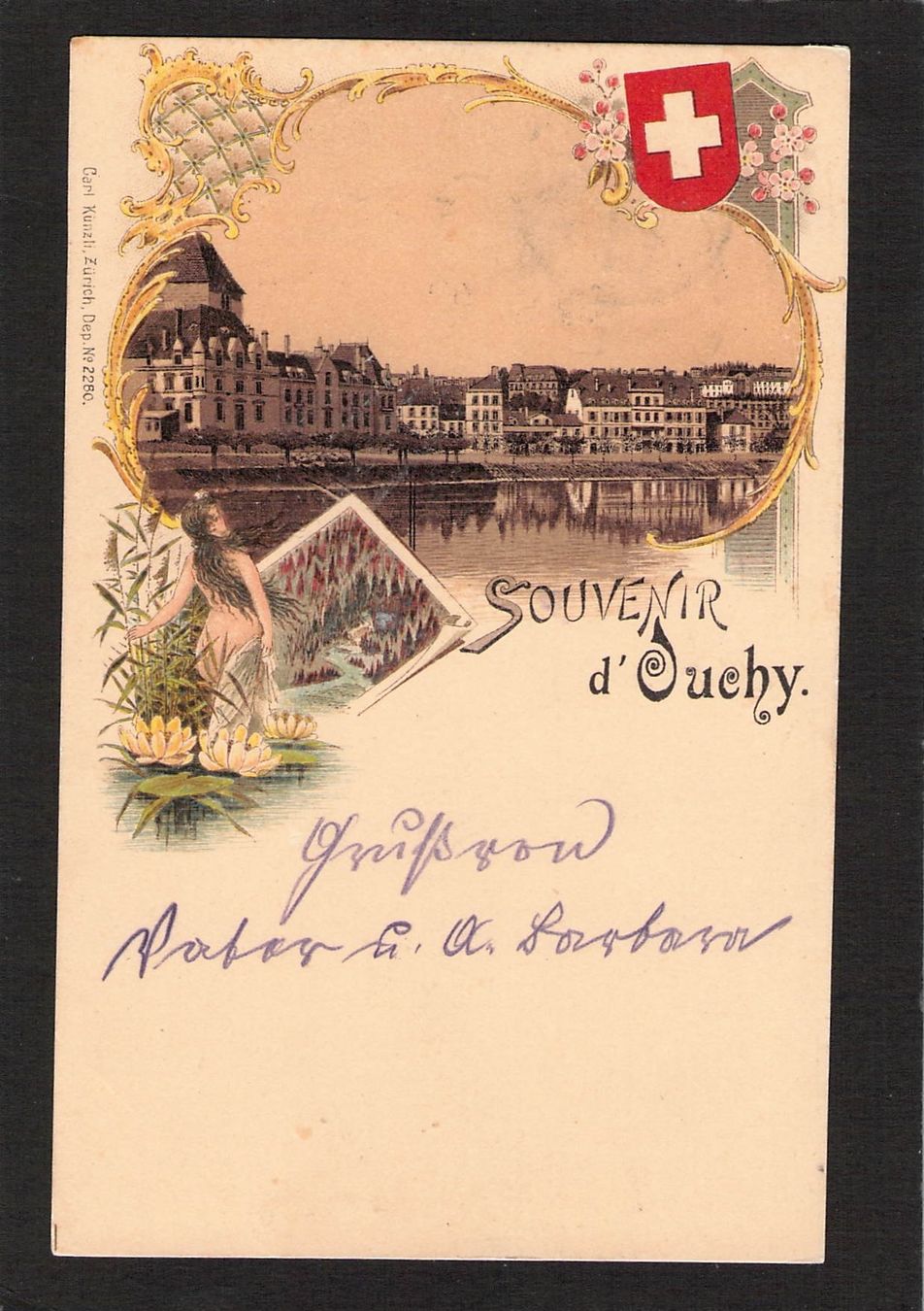 Cartoline postali: Litho Souvenir d'Ouchy , gel.1899 – Usato da Reichenburg venduto da Pipo-67